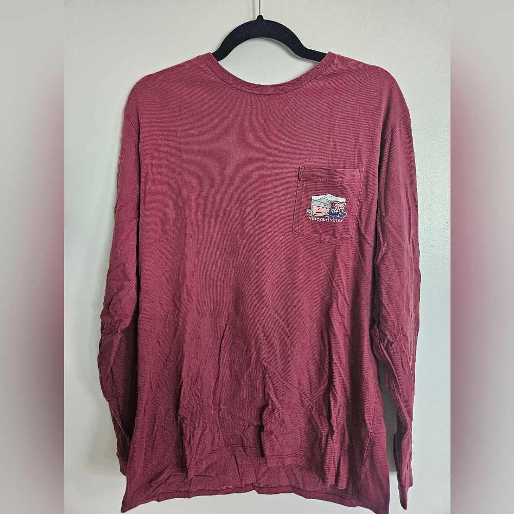 VINEYARD VINES Mens Football Tailgate Whale Pocket Tee T-Shirt MEDIUM
